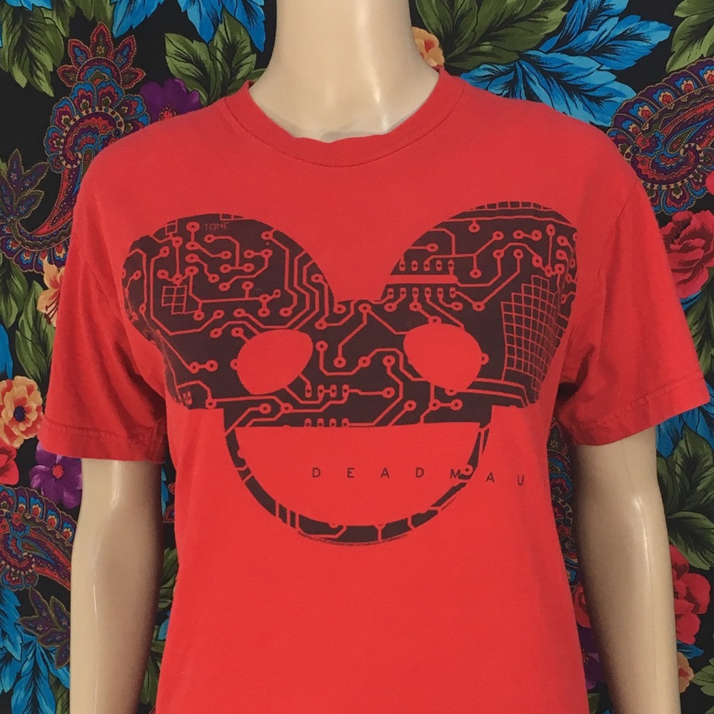 MEN'S DEADMAU5 SHIRT EDM TSHIRT DEAD MOUSE TSHIRT LARGE DEADMOUSE EDM RED TOP